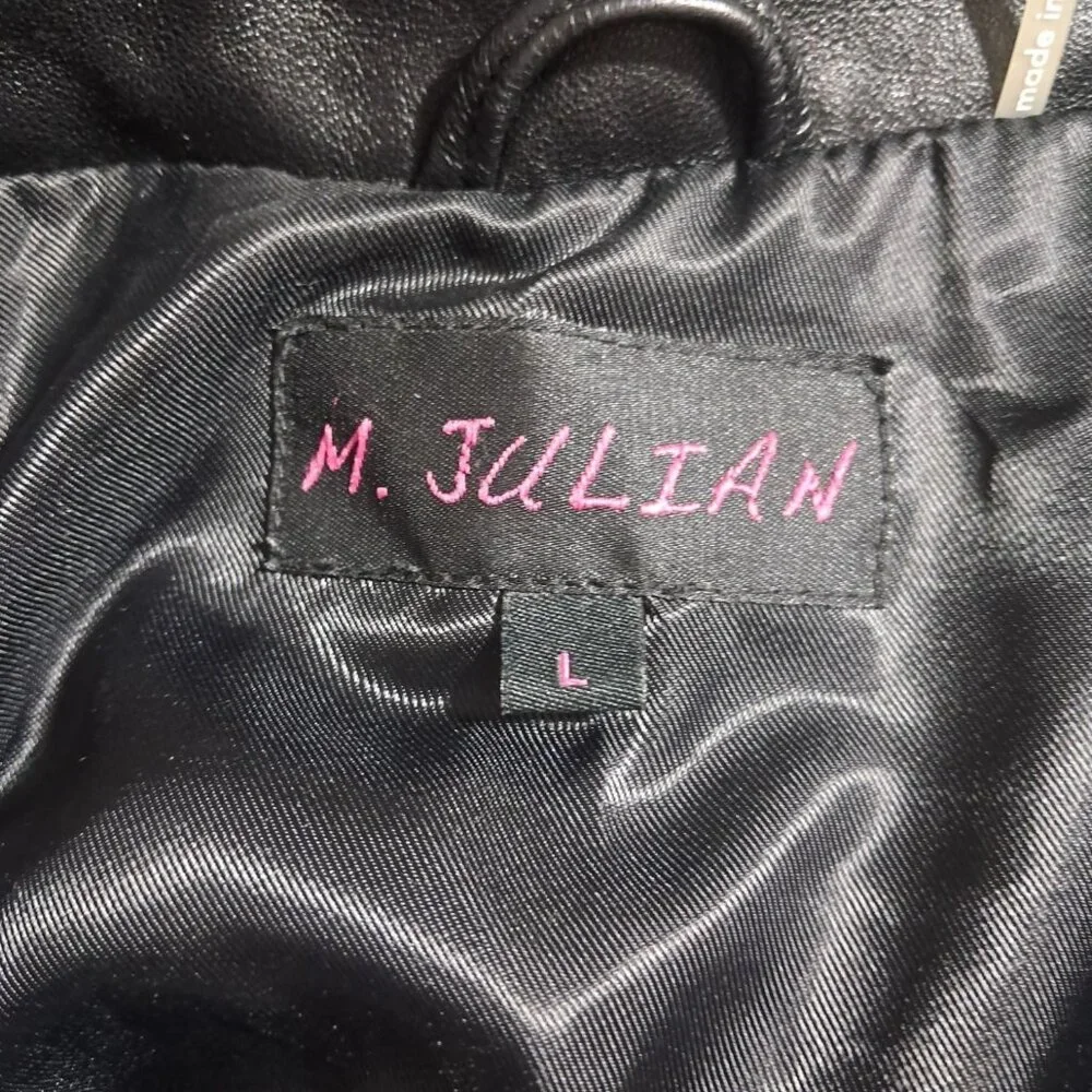 M. Julian Womens Genuine Leather Black Jacket With Zip Closure Lined With Polyes